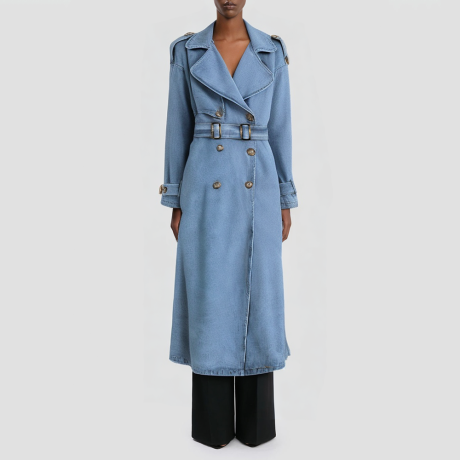 Denim-style long casual women's jacket