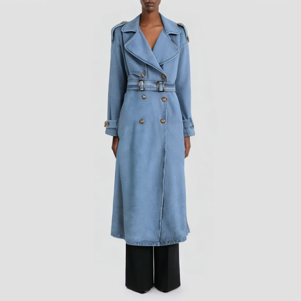 Denim-style long casual women's jacket