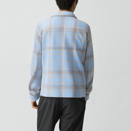 Men's blue cashmere street-style lapel jacket