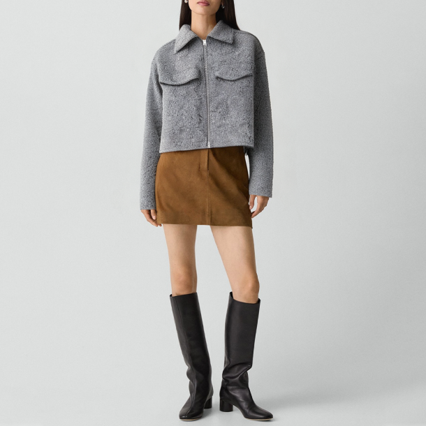 Retro-style gray short women's jacket