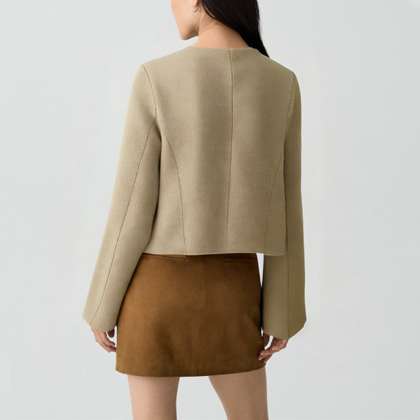 Retro round-neck flap jacket