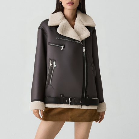 Sweet-style lapel double-sided warm jacket