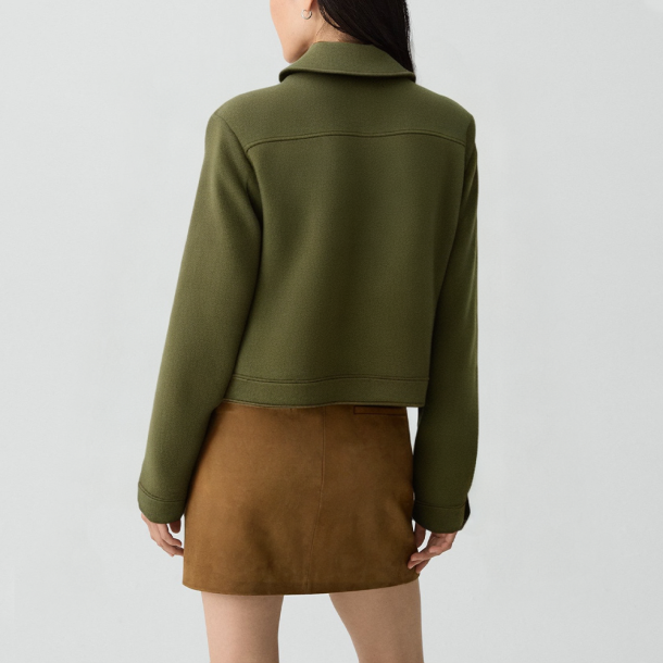 Lapel short zip-up jacket