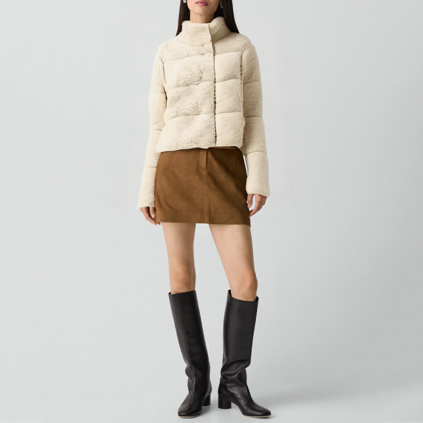 Women's stand-collar wool and cotton jacket