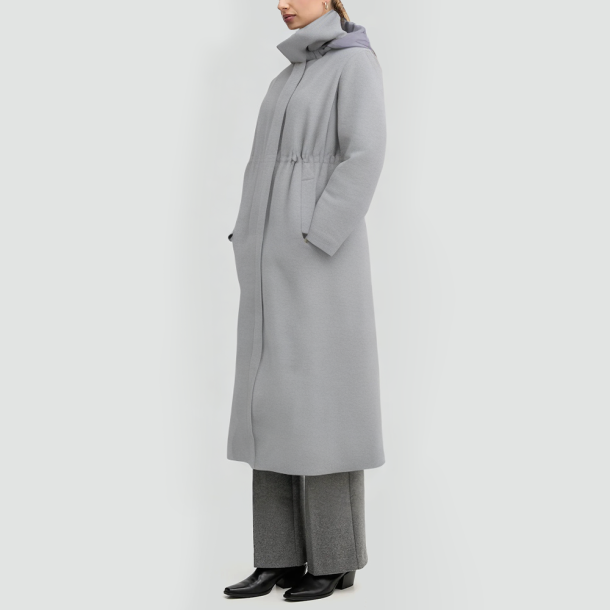 Gray Wool-Blend Goose Down Jacket