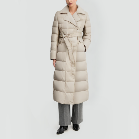 Long-length windproof goose down jacket