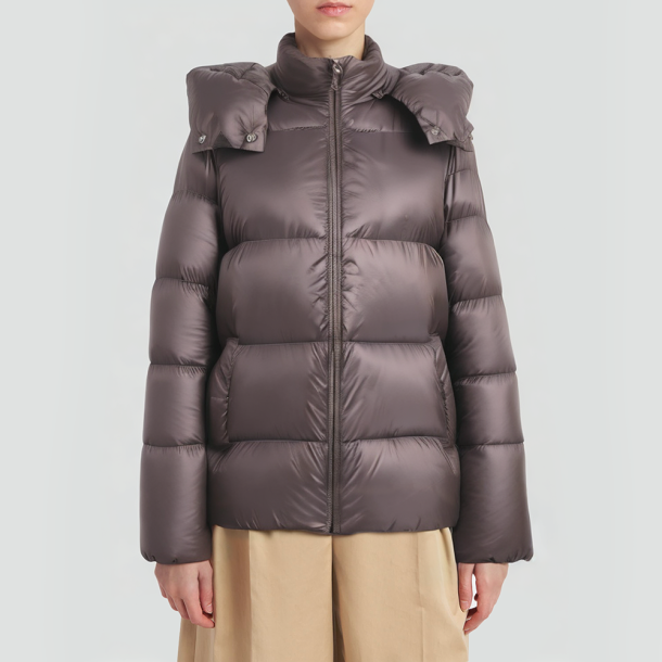 Detachable-hooded down puffer jacket