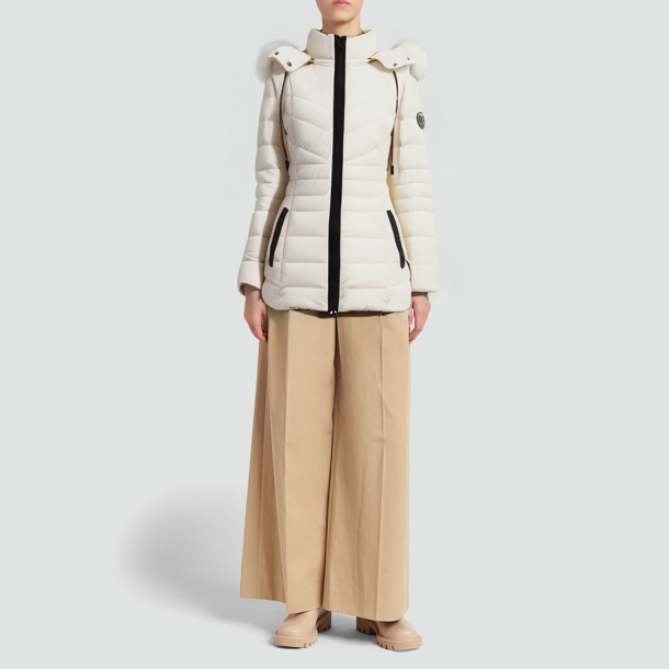 White fox fur hooded down jacket